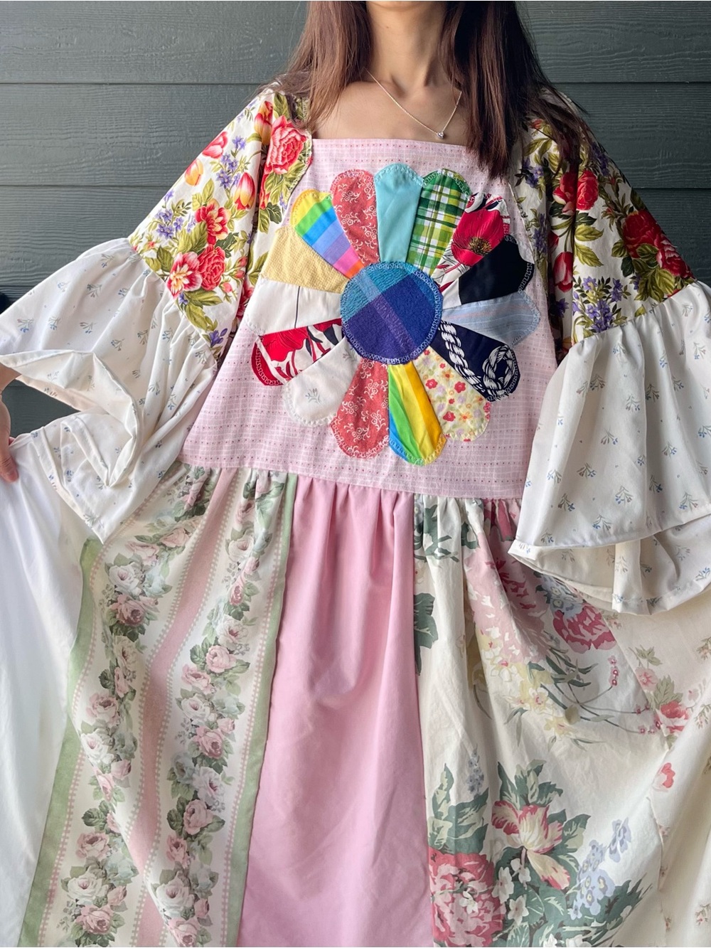 Bloom Patch | Handmade Quilt Patchwork Flower Cotton Dress | SKU 08072